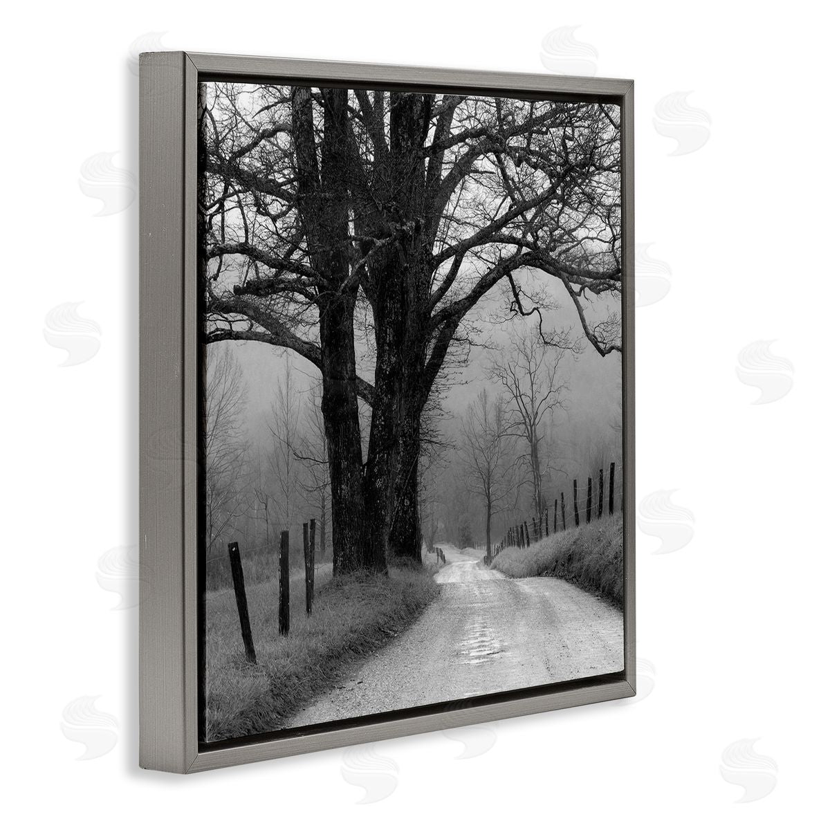 Nicholas Bell Lonely Path Toward Trees Gray Floating Frame Canvas Wall Art Print