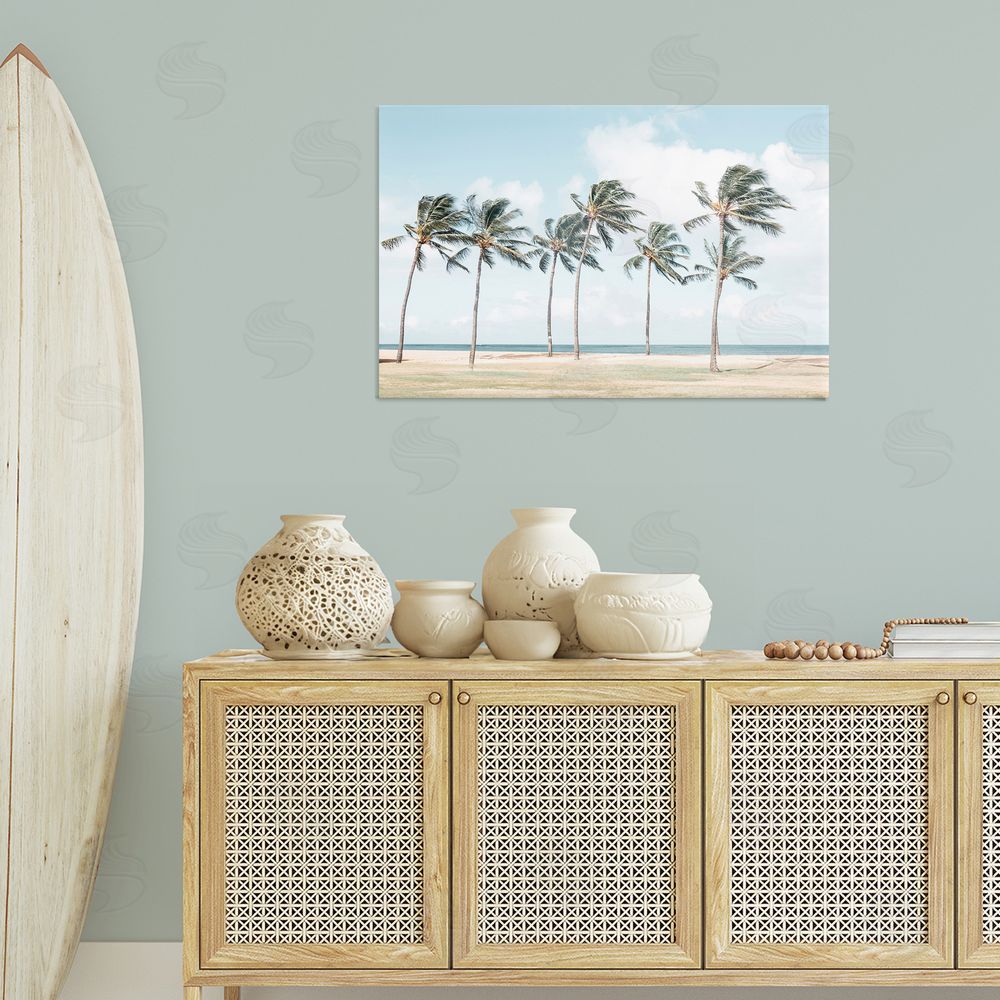 Elena Chukhlebova Windswept Palm Trees Canvas Wall Art Print in Room