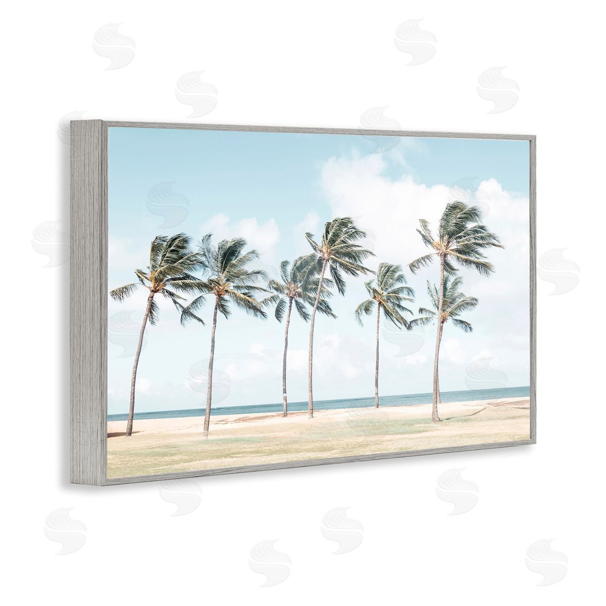 Elena Chukhlebova Windswept Palm Trees Gray Framed Giclee Wall Art Print