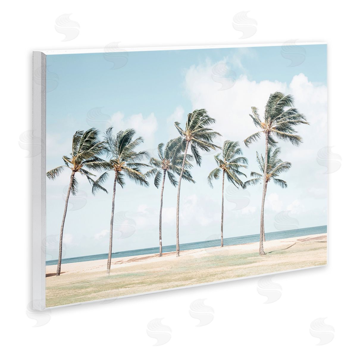 Elena Chukhlebova Windswept Palm Trees Wooden Wall Plaque Art Print