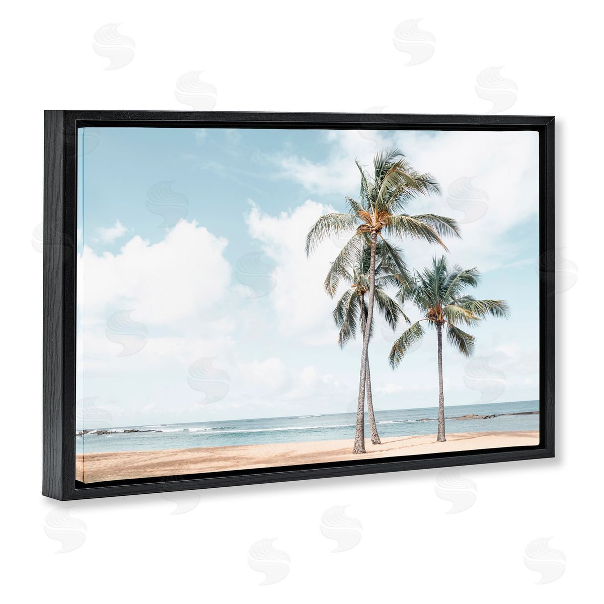 Elena Chukhlebova Windy Tropical Scene Black Floating Frame Canvas Wall Art Print