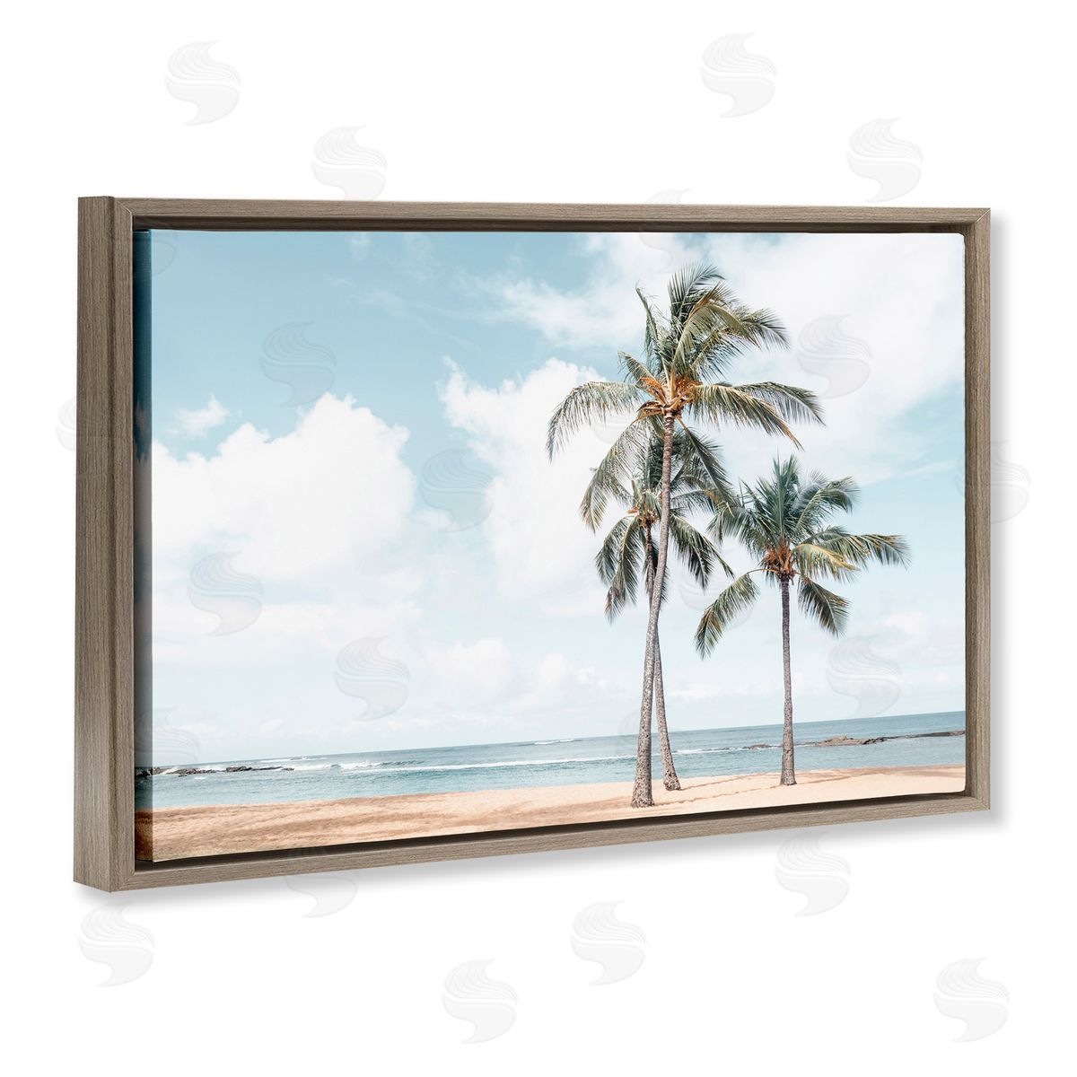 Elena Chukhlebova Windy Tropical Scene Brown Floating Frame Canvas Wall Art Print