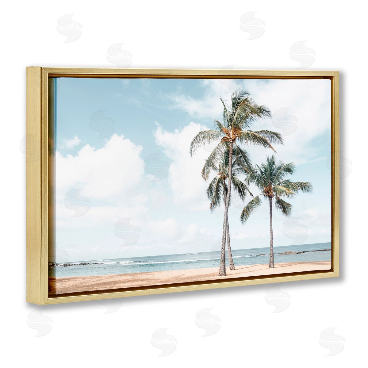 Elena Chukhlebova Windy Tropical Scene Gold Floating Frame Canvas Wall Art Print