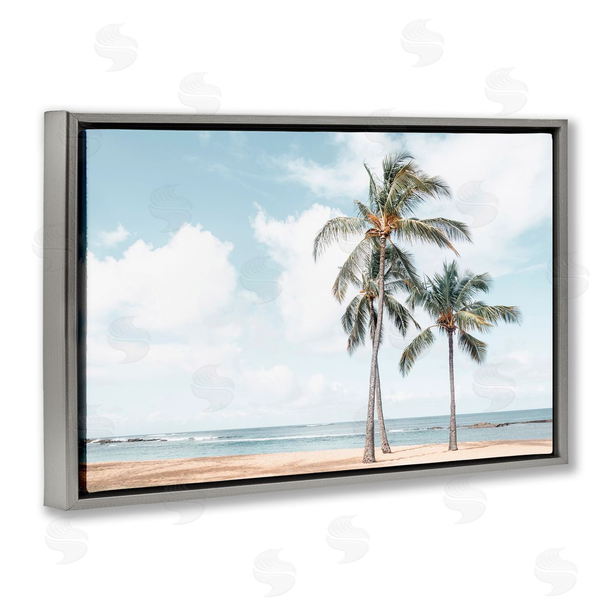 Elena Chukhlebova Windy Tropical Scene Gray Floating Frame Canvas Wall Art Print