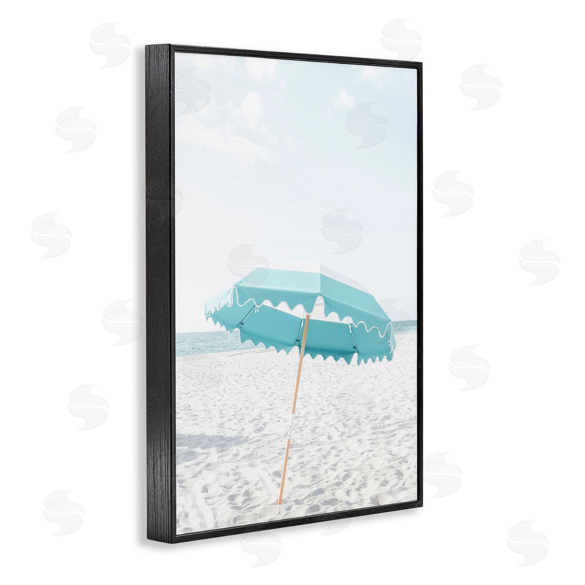 Elena Chukhlebova Lone Blue Beach Umbrella Black Framed Giclee Wall Art Print