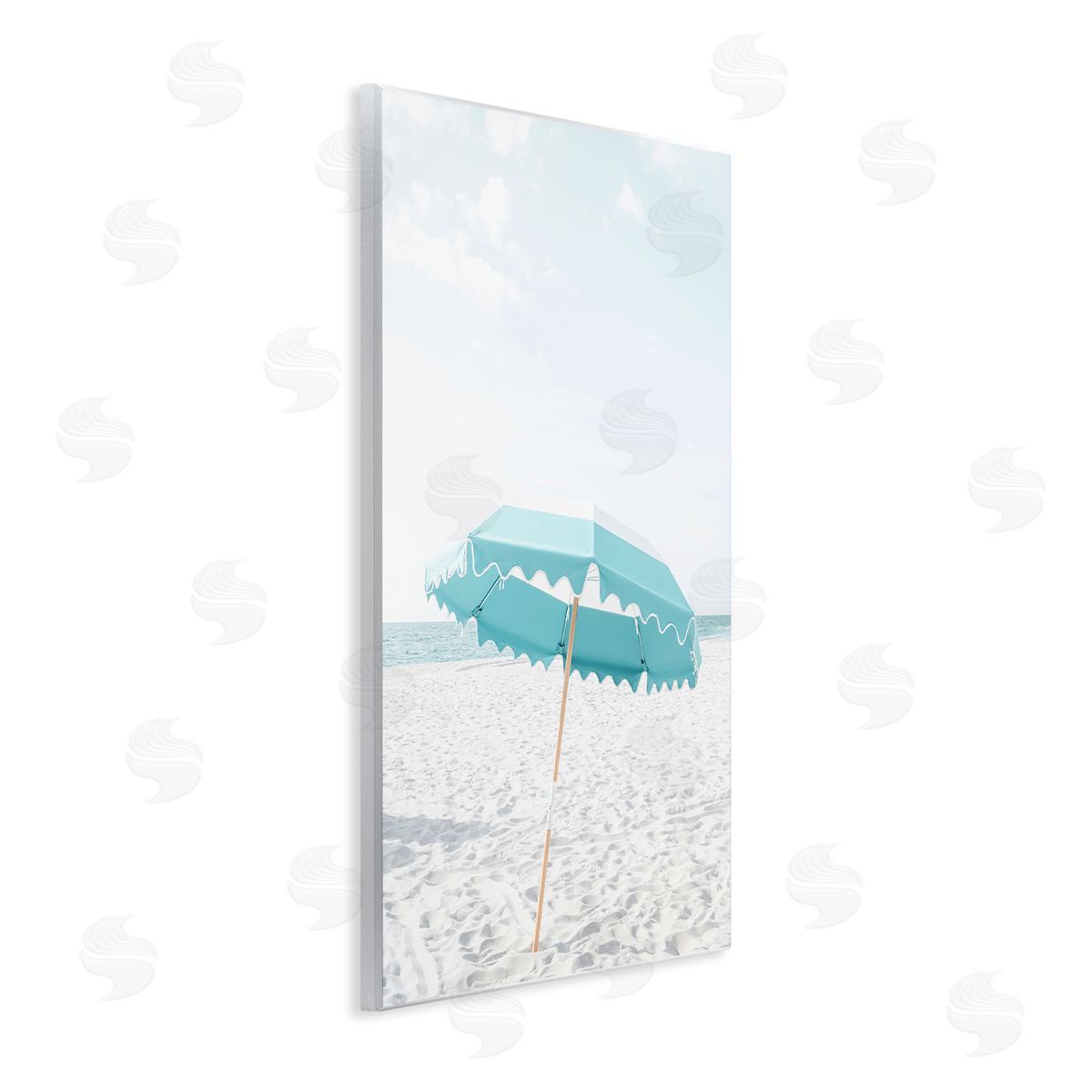 Elena Chukhlebova Lone Blue Beach Umbrella Wooden Wall Plaque Art Print