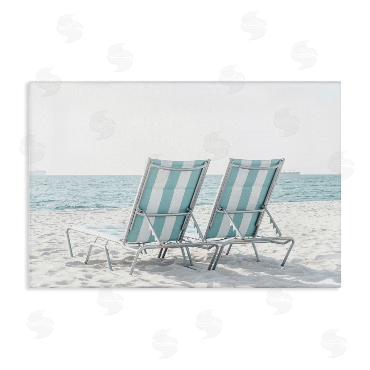 Elena Chukhlebova Blue Beach Chairs Pair Canvas Wall Art Print