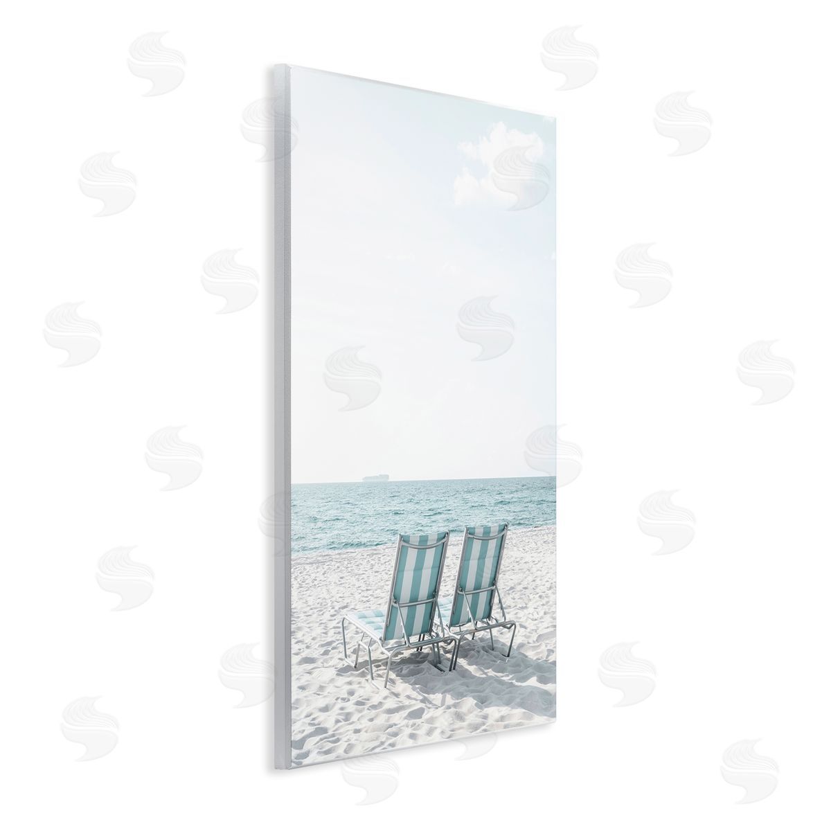 Elena Chukhlebova Soothing Blue Beach Chairs Wooden Wall Plaque Art Print