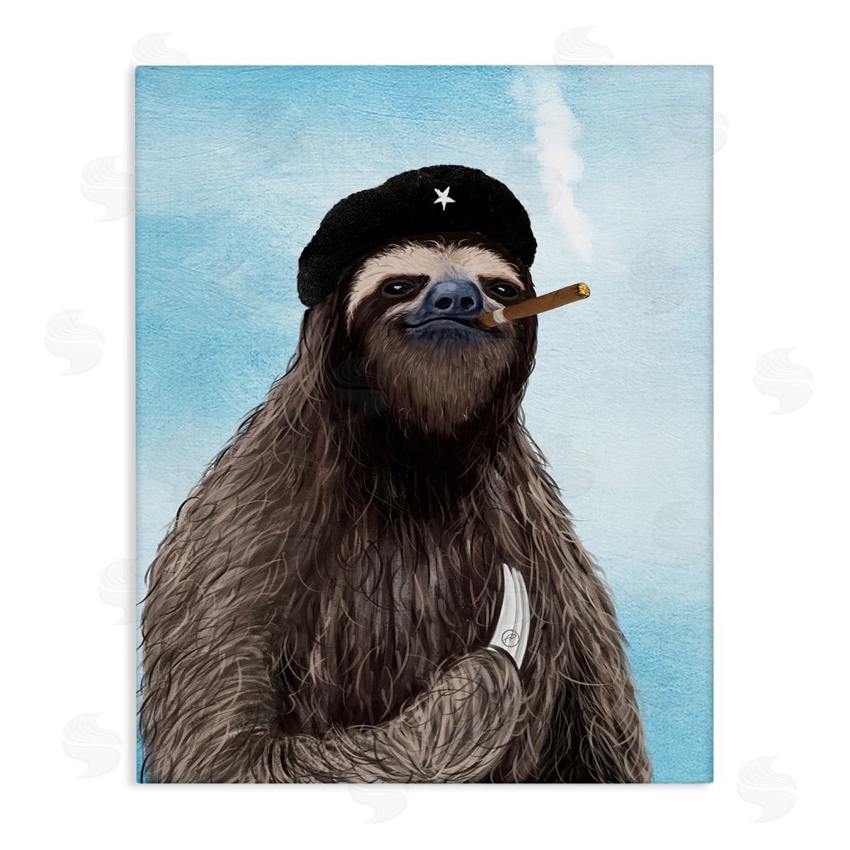 Paula Belle Flores Captain Sloth & Cigar Canvas Wall Art Print