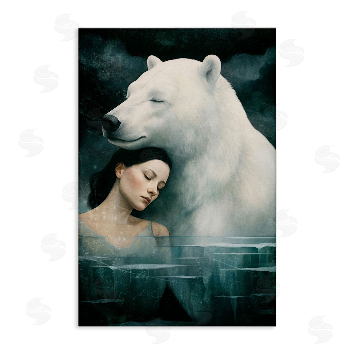 Paula Belle Flores Polar Bear & Woman Canvas Wall Art Print