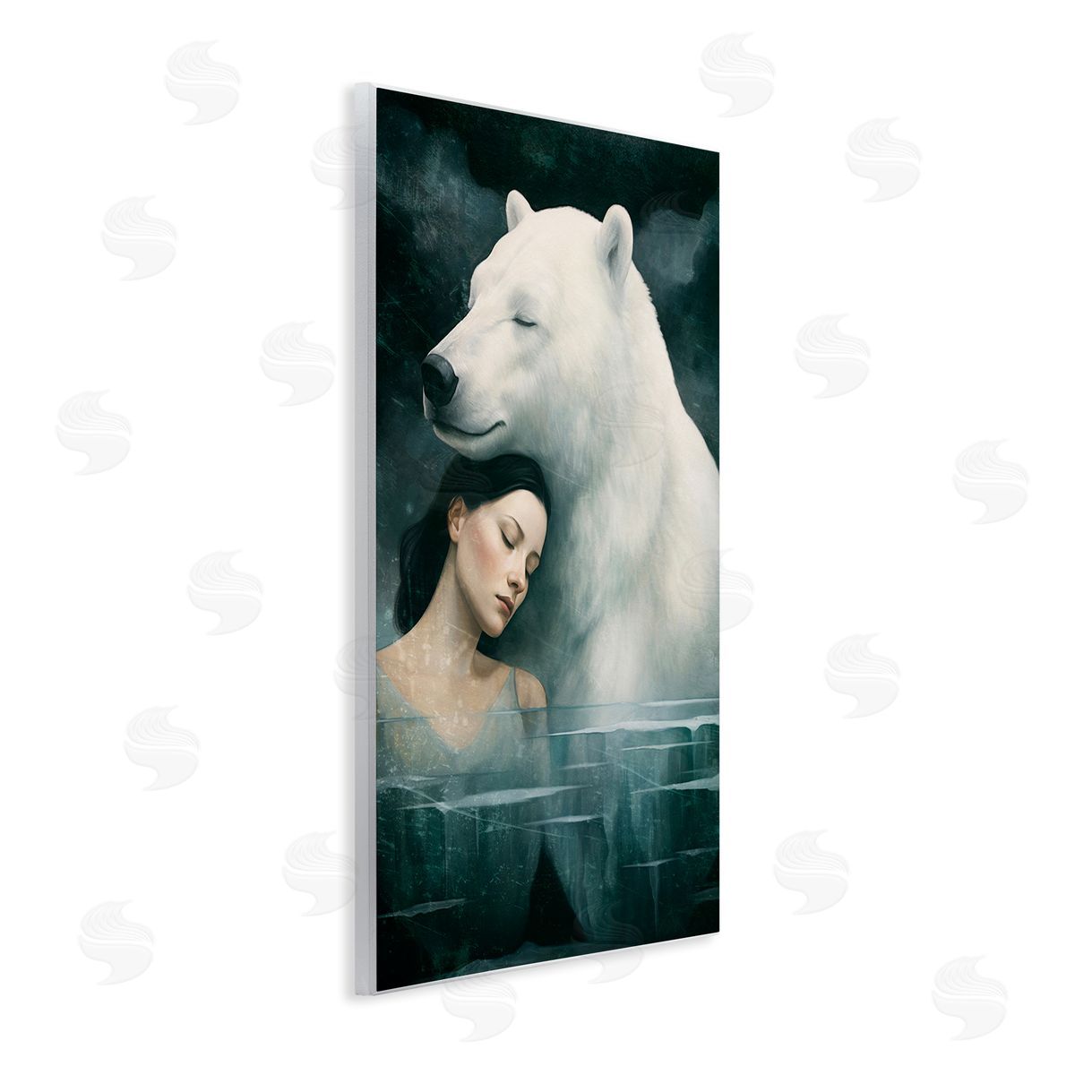 Paula Belle Flores Polar Bear & Woman Wooden Wall Plaque Art Print