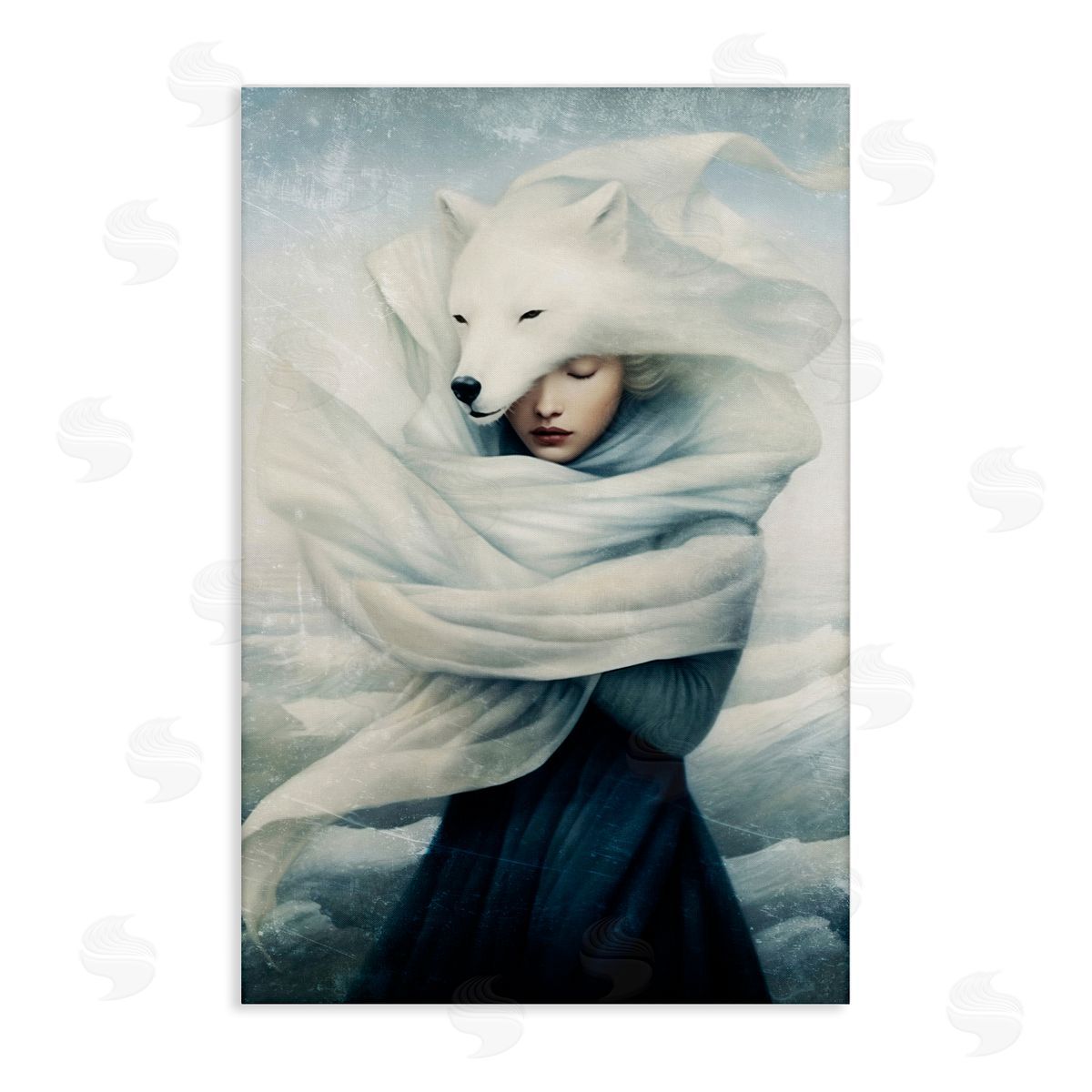 Paula Belle Flores Wolf Swathed Woman Canvas Wall Art Print