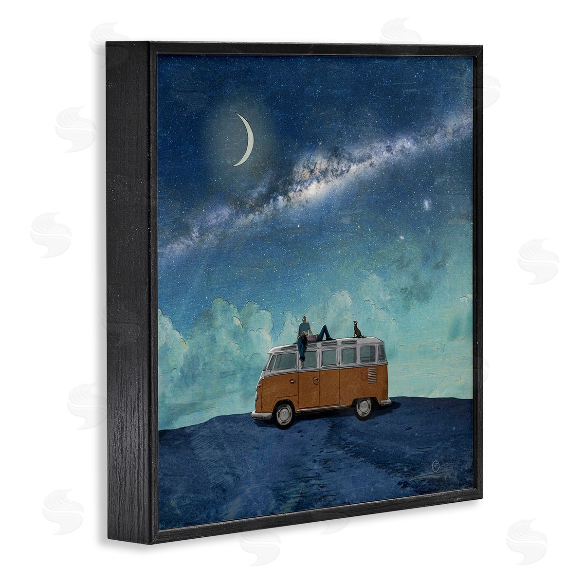 Paula Belle Flores Couple & Dog Adventure Black Framed Giclee Wall Art Print