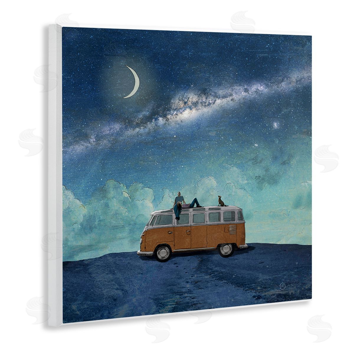 Paula Belle Flores Couple & Dog Adventure Wooden Wall Plaque Art Print