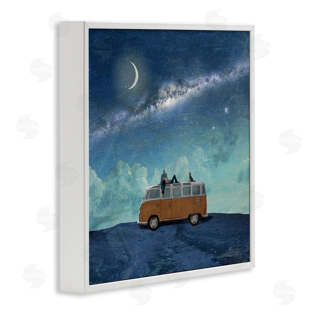 Paula Belle Flores Couple & Dog Adventure White Framed Giclee Wall Art Print