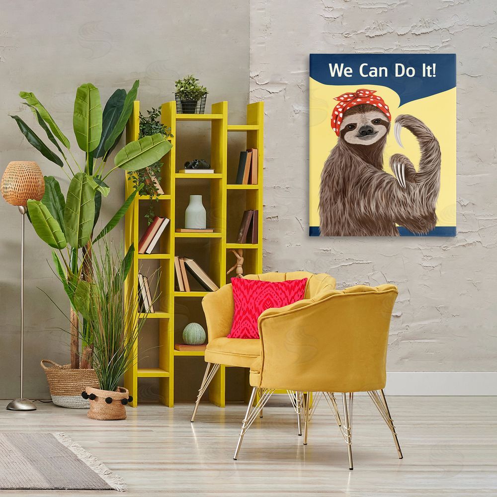 Paula Belle Flores We Can Classic Sloth Canvas Wall Art Print in Room