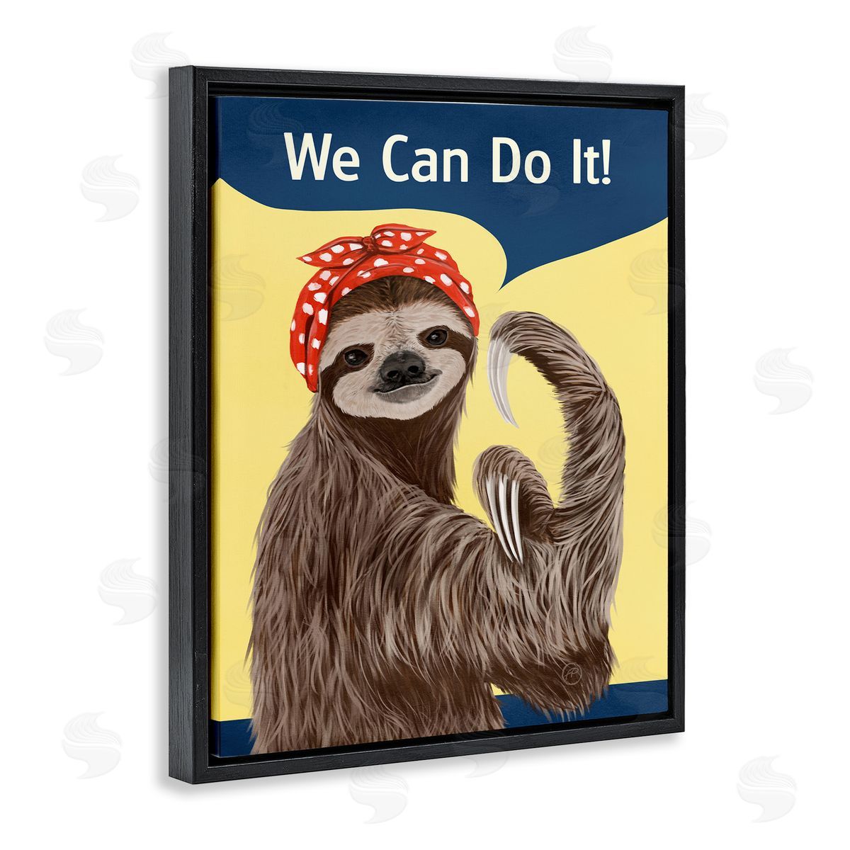 Paula Belle Flores We Can Classic Sloth Black Floating Frame Canvas Wall Art Print
