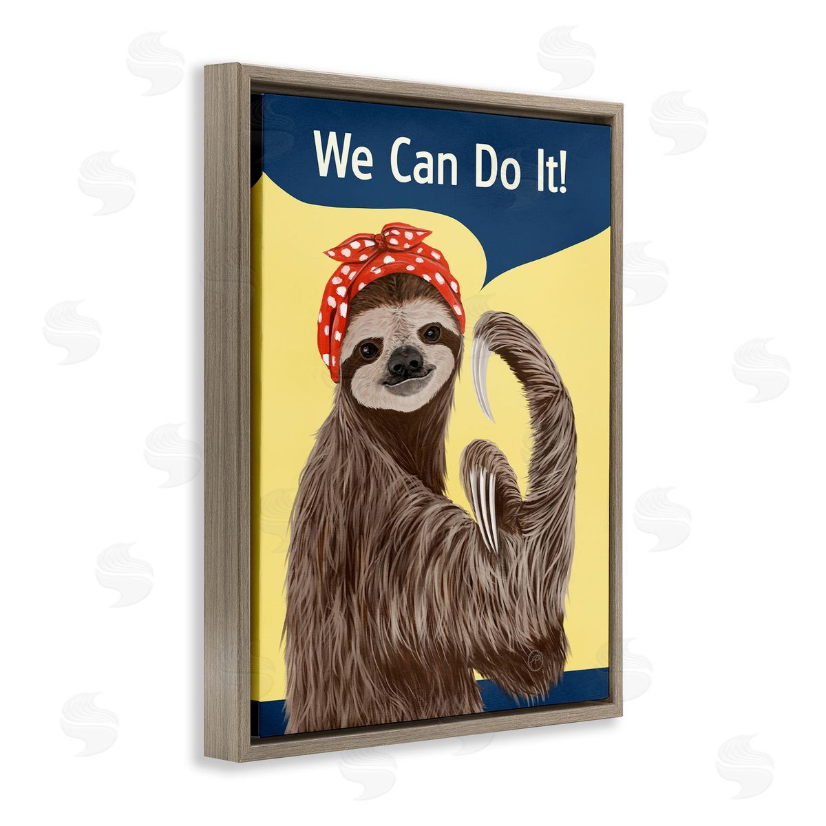 Paula Belle Flores We Can Classic Sloth Brown Floating Frame Canvas Wall Art Print