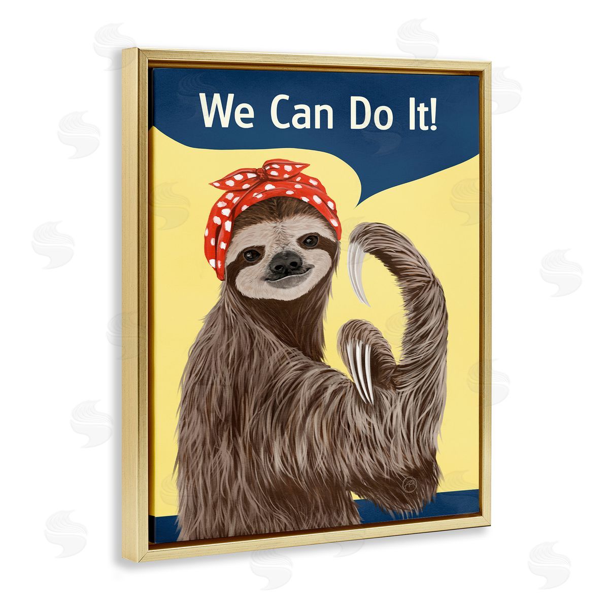 Paula Belle Flores We Can Classic Sloth Gold Floating Frame Canvas Wall Art Print