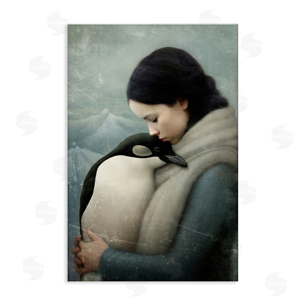 Paula Belle Flores Girl and Her Penguin Canvas Wall Art Print