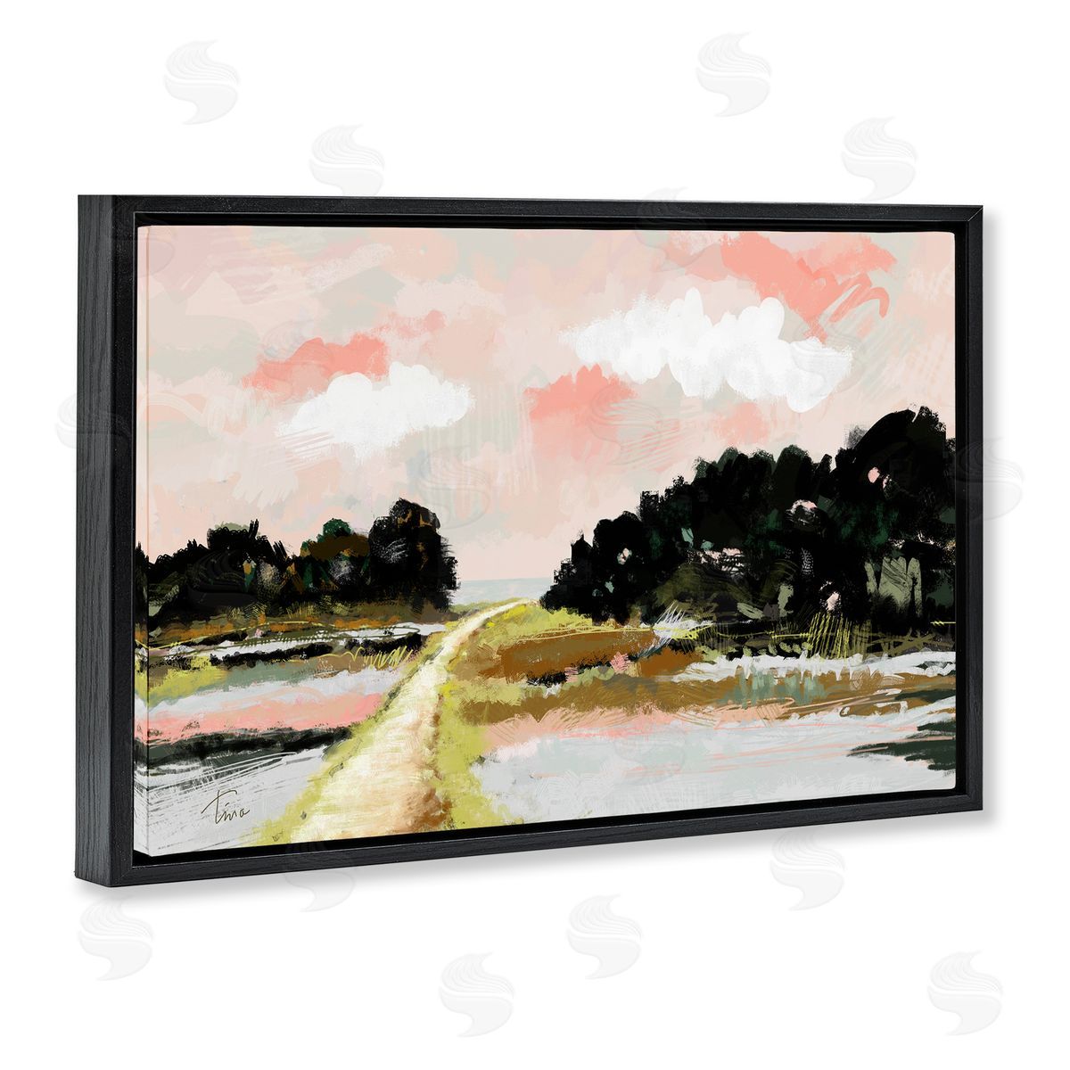 Tina Finn Nature with Blush Sunrise Black Floating Frame Canvas Wall Art Print