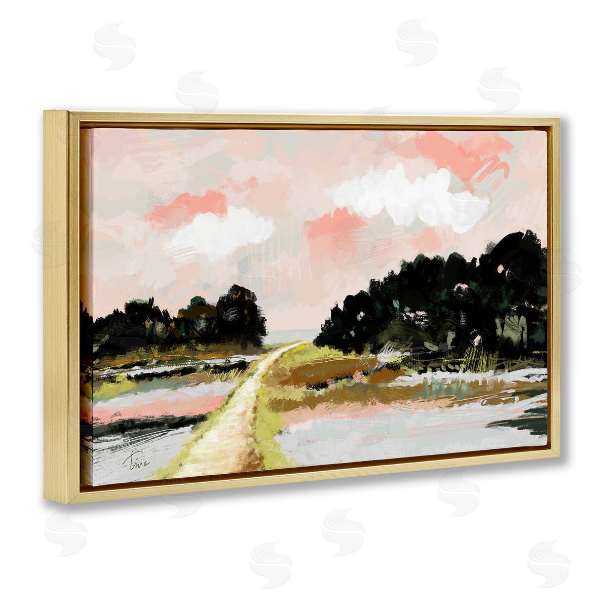 Tina Finn Nature with Blush Sunrise Gold Floating Frame Canvas Wall Art Print
