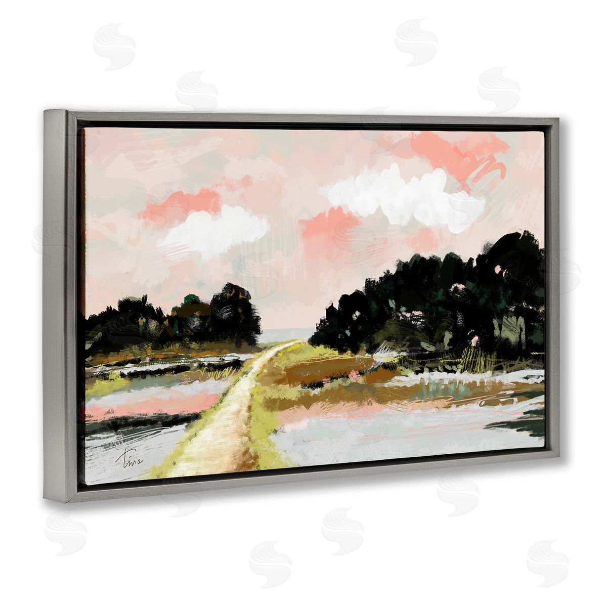Tina Finn Nature with Blush Sunrise Gray Floating Frame Canvas Wall Art Print