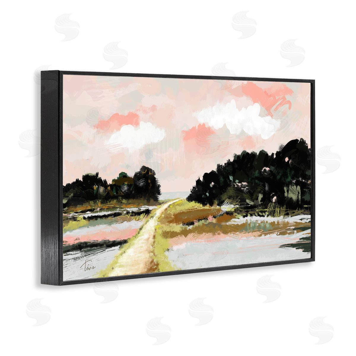 Tina Finn Nature with Blush Sunrise Black Framed Giclee Wall Art Print