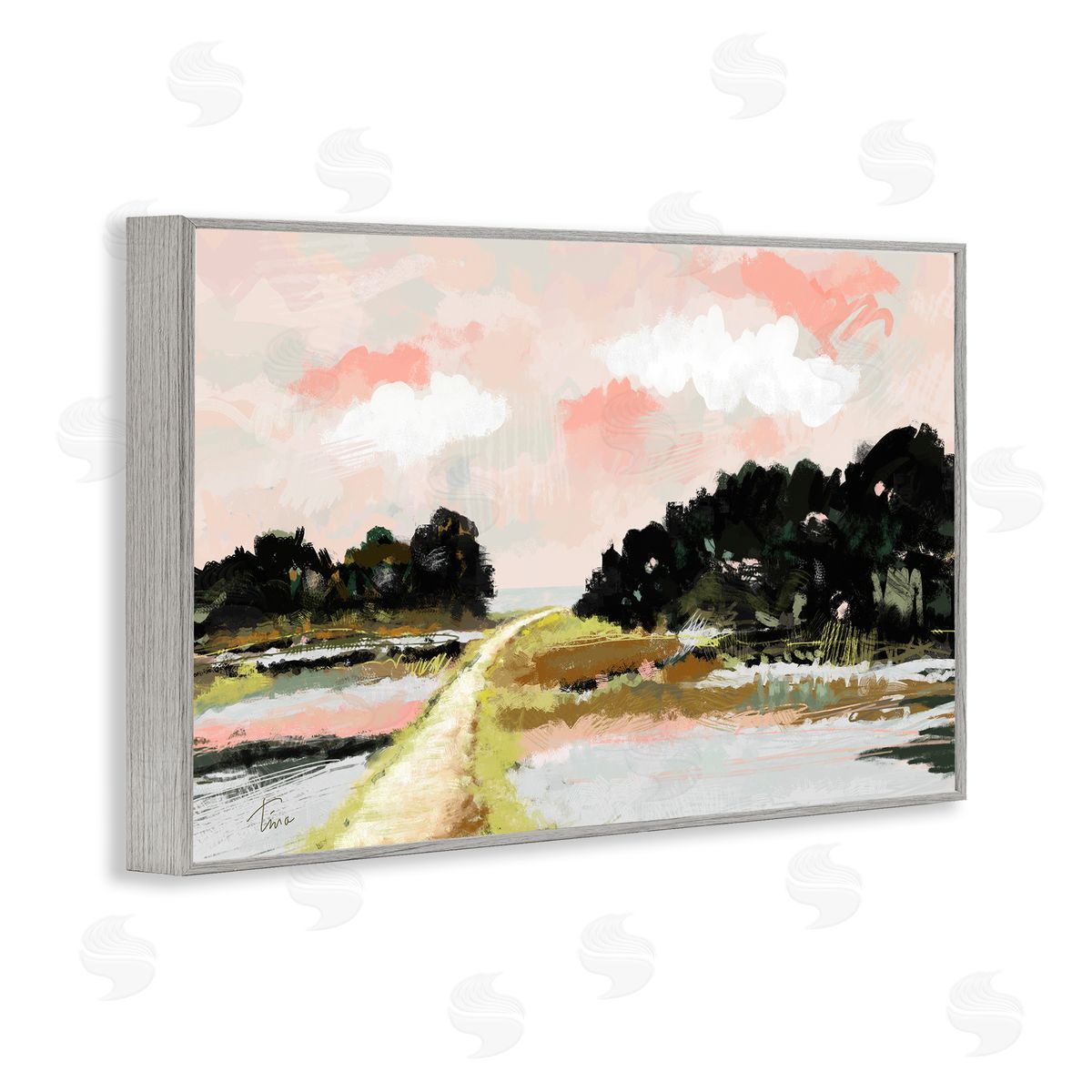 Tina Finn Nature with Blush Sunrise Gray Framed Giclee Wall Art Print