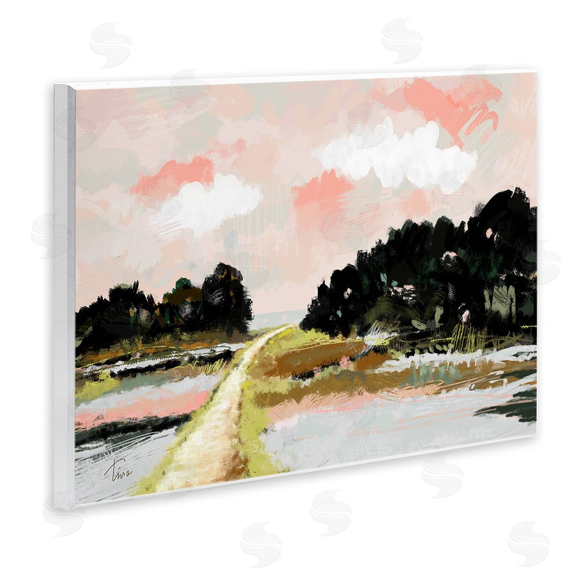 Tina Finn Nature with Blush Sunrise Wooden Wall Plaque Art Print