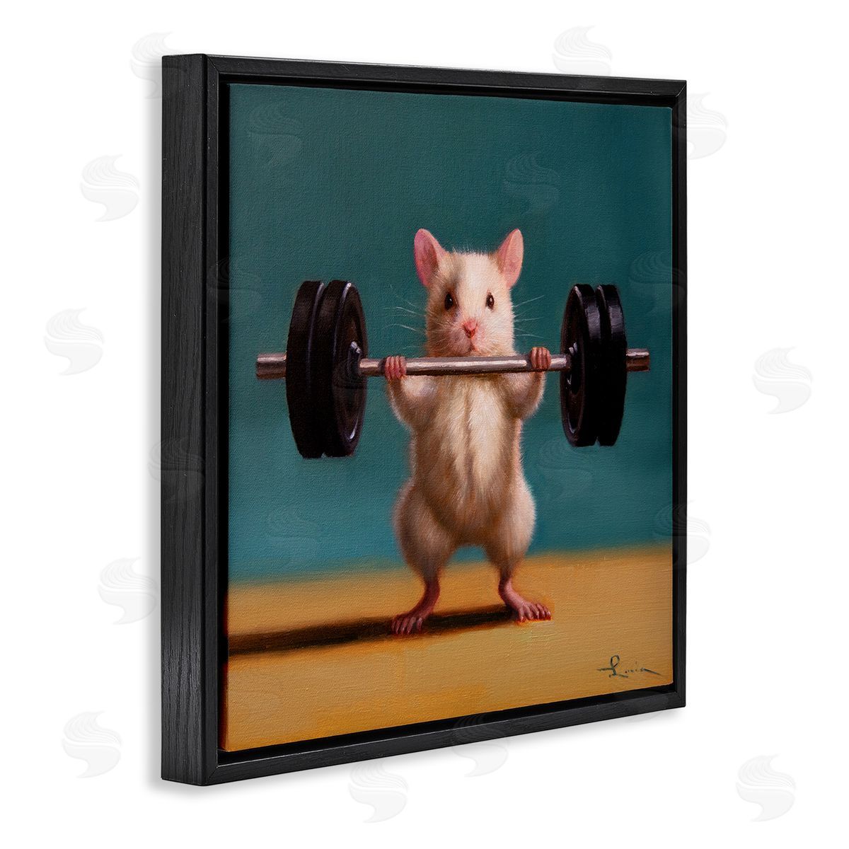 Lucia Heffernan Power Lifting Mouse Black Floating Frame Canvas Wall Art Print