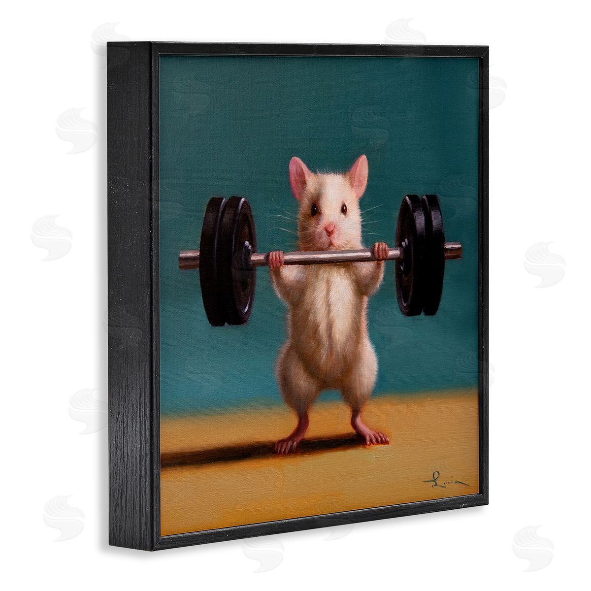 Lucia Heffernan Power Lifting Mouse Black Framed Giclee Wall Art Print