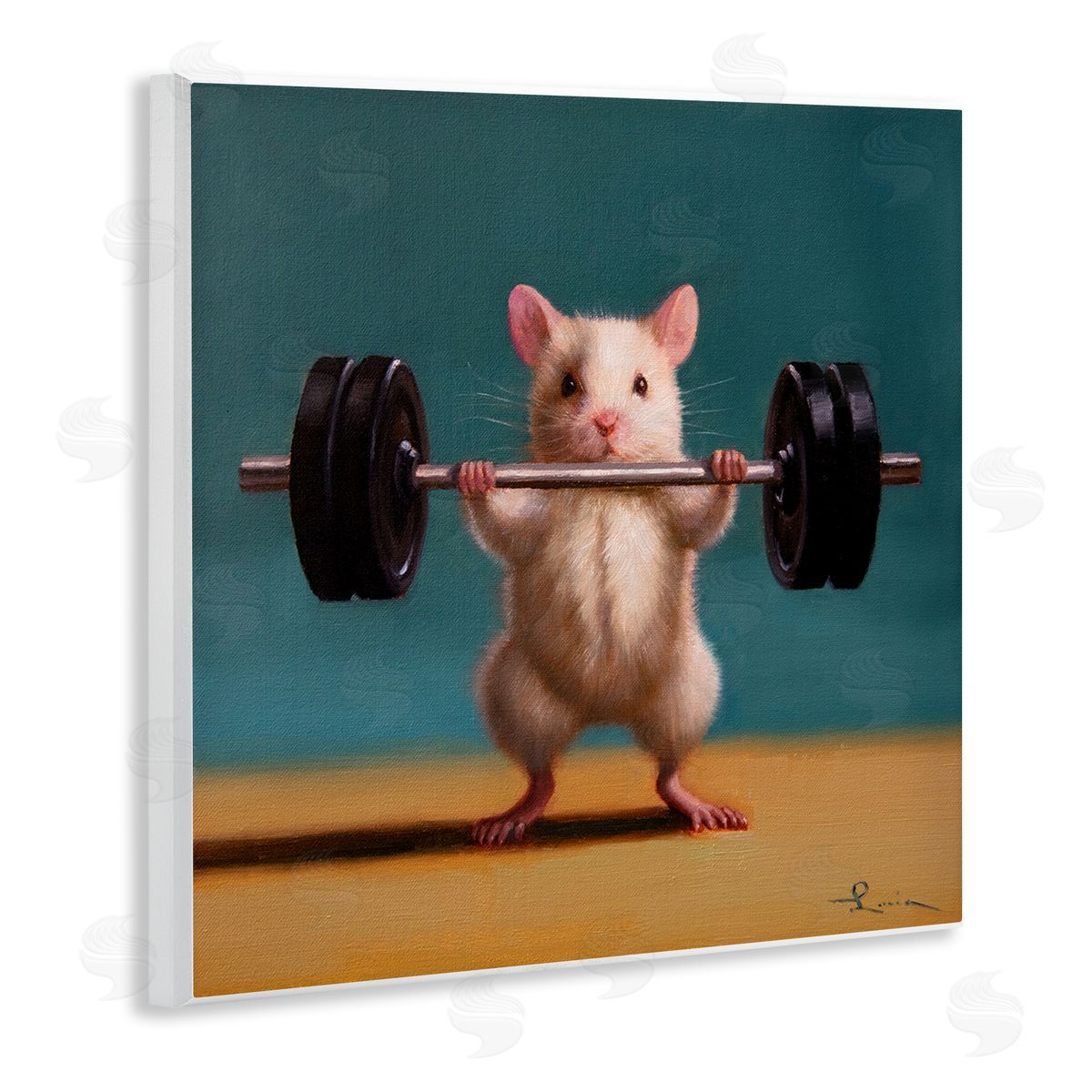 Lucia Heffernan Power Lifting Mouse Wooden Wall Plaque Art Print