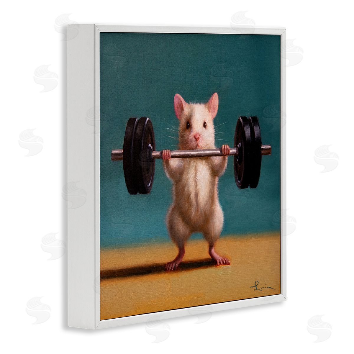 Lucia Heffernan Power Lifting Mouse White Framed Giclee Wall Art Print
