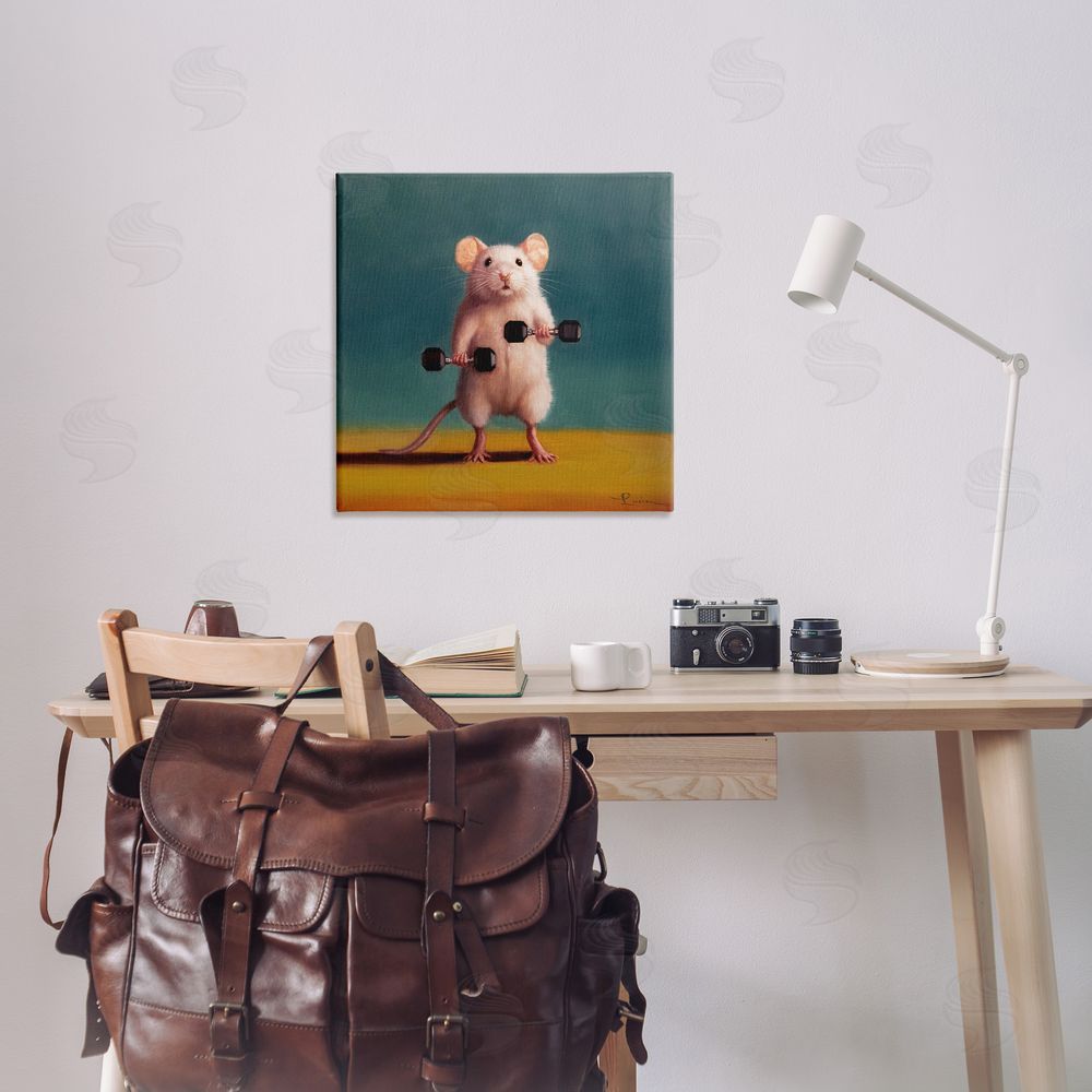 Lucia Heffernan Weight Lifting Mouse Canvas Wall Art Print in Room