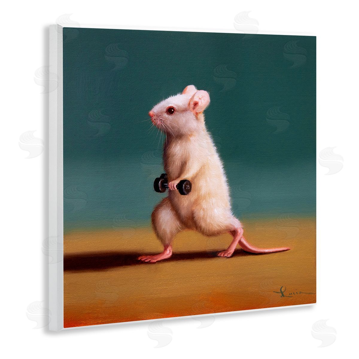 Lucia Heffernan Weight Exercising Mouse Wooden Wall Plaque Art Print