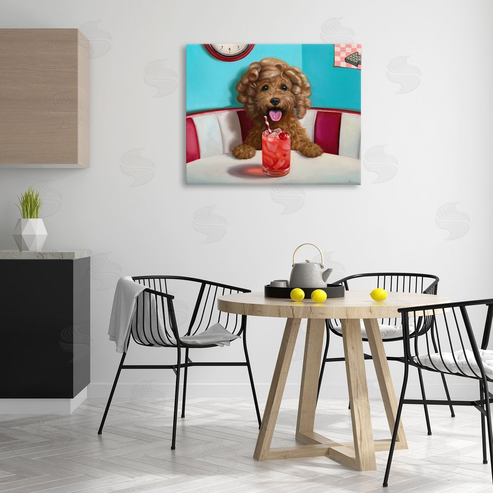 Lucia Heffernan Dog at Diner with Drink Canvas Wall Art Print in Room