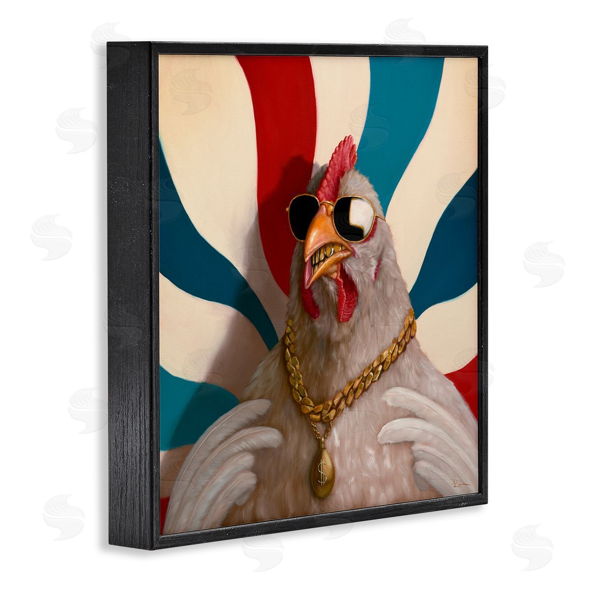 Lucia Heffernan Chicken with Urban Chains Black Framed Giclee Wall Art Print