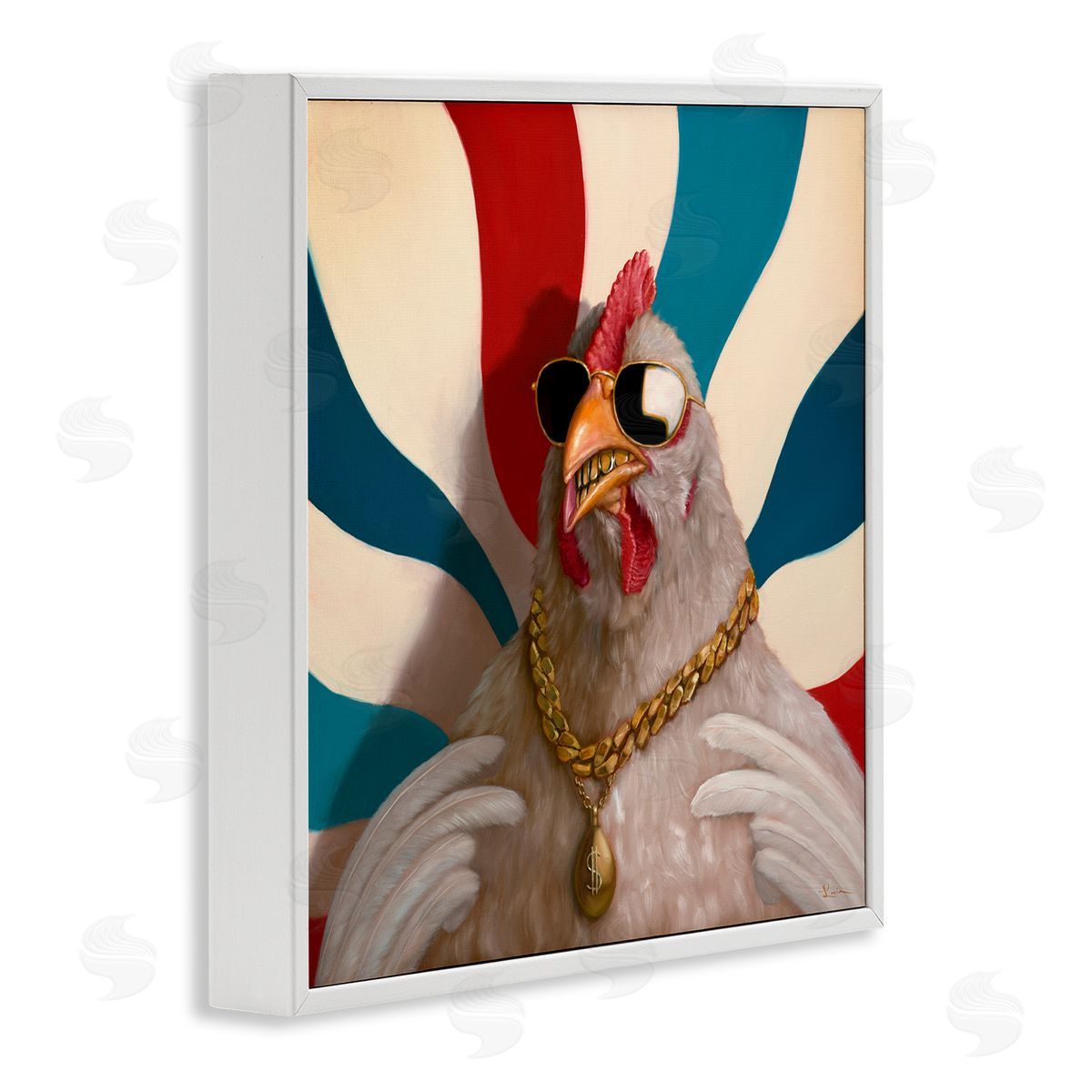 Lucia Heffernan Chicken with Urban Chains White Framed Giclee Wall Art Print