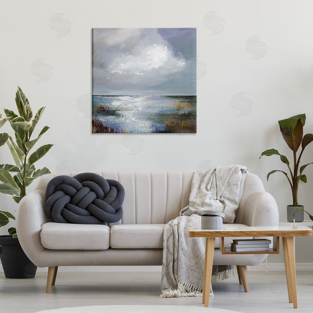 Karen Hale Sun Reflection Ocean Surface Canvas Wall Art Print in Room