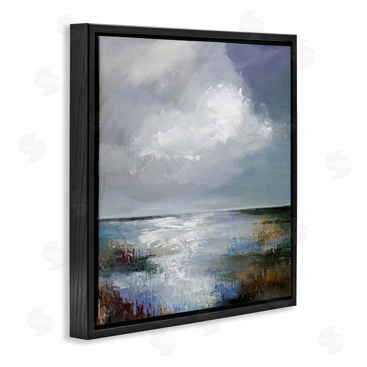 Karen Hale Sun Reflection Ocean Surface Black Floating Frame Canvas Wall Art Print