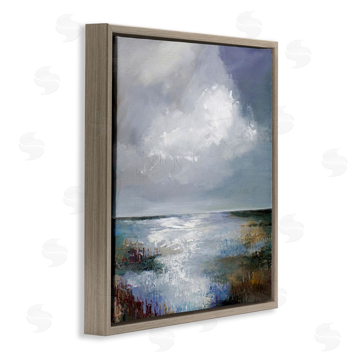 Karen Hale Sun Reflection Ocean Surface Brown Floating Frame Canvas Wall Art Print