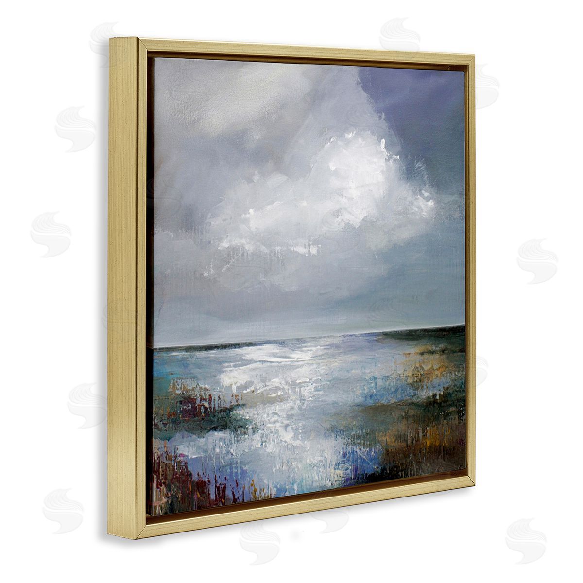 Karen Hale Sun Reflection Ocean Surface Gold Floating Frame Canvas Wall Art Print