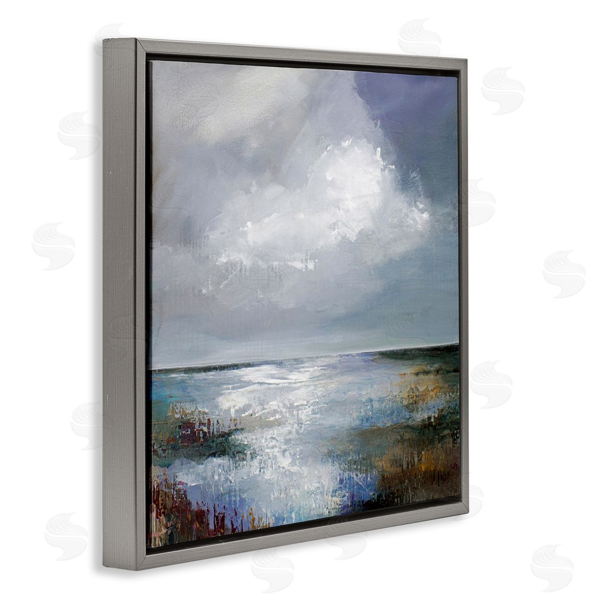 Karen Hale Sun Reflection Ocean Surface Gray Floating Frame Canvas Wall Art Print