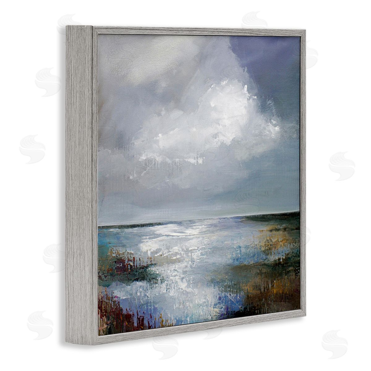 Karen Hale Sun Reflection Ocean Surface Gray Framed Giclee Wall Art Print