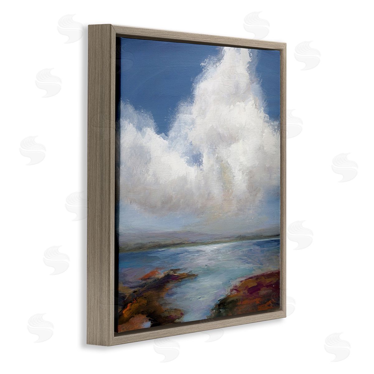 Karen Hale Clouds over Sea Painting Brown Floating Frame Canvas Wall Art Print