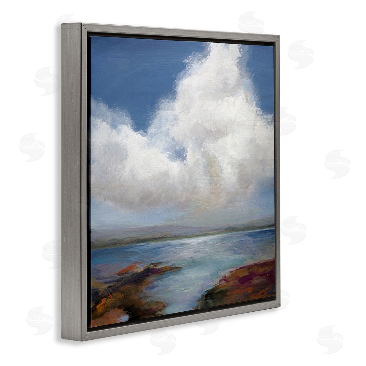 Karen Hale Clouds over Sea Painting Gray Floating Frame Canvas Wall Art Print