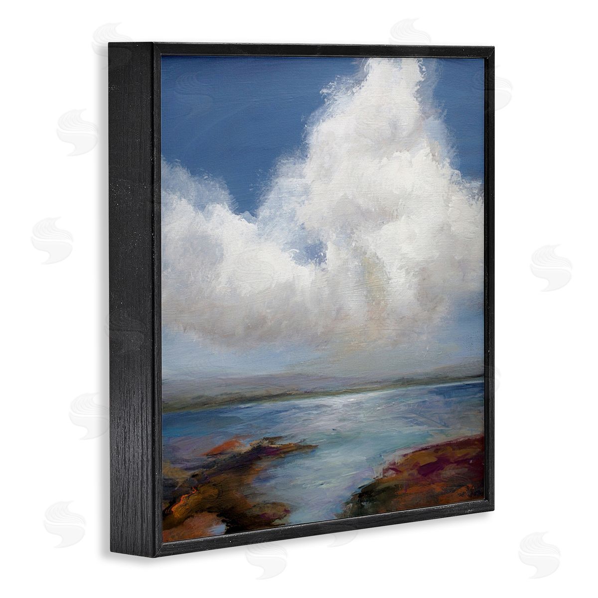 Karen Hale Clouds over Sea Painting Black Framed Giclee Wall Art Print