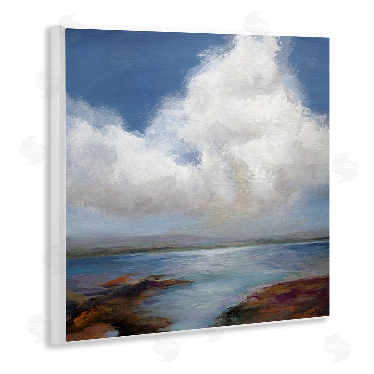 Karen Hale Clouds over Sea Painting Wooden Wall Plaque Art Print
