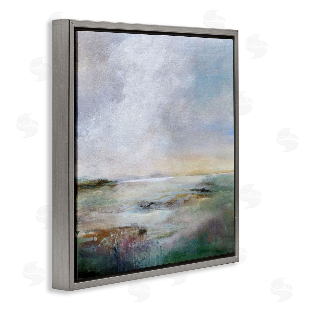 Karen Hale Abstract Sea Surface Gray Floating Frame Canvas Wall Art Print